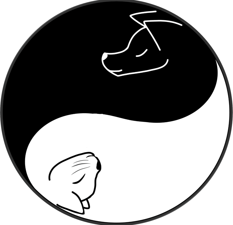 Yin Yang symbol with cat and dog profile