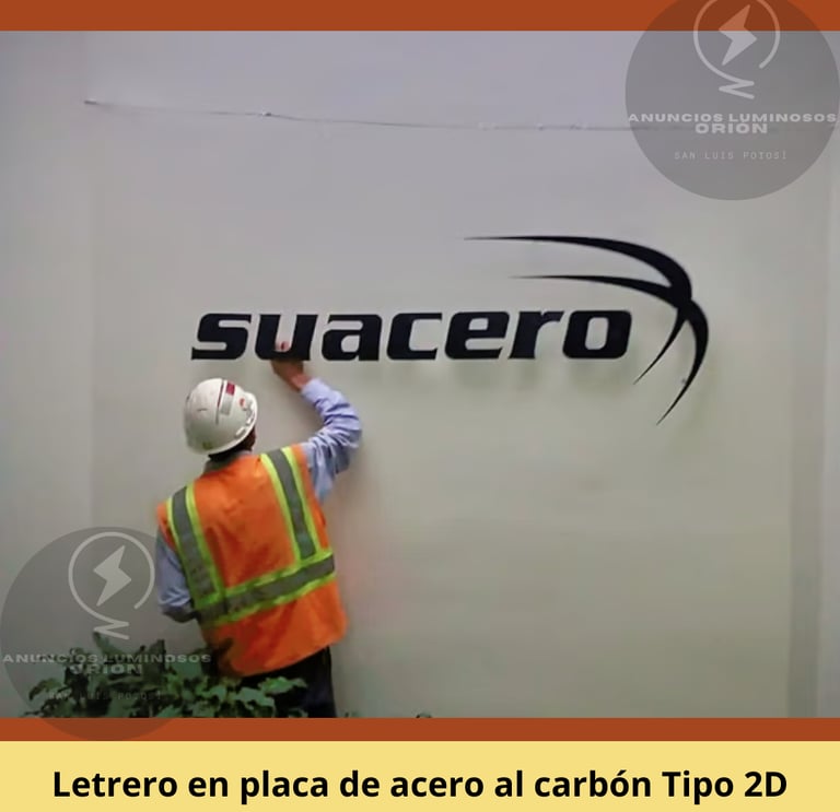 Anuncio 2d en placa de acero para interior.