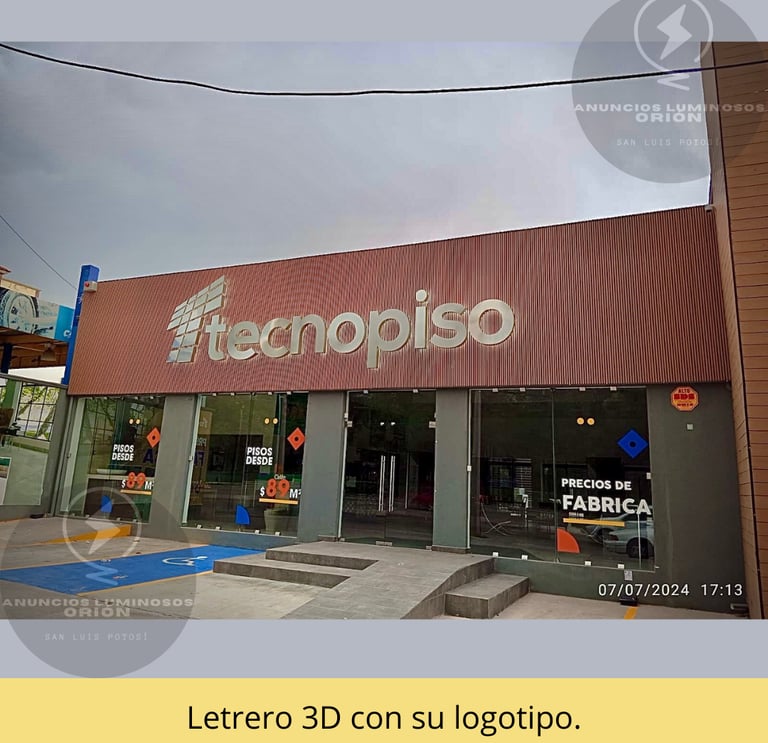 Logotipo y letras 3d iluminadas para exterior.