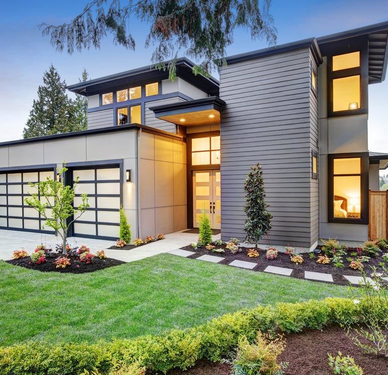 Modern style home with beautifully landscaped yard located in the Pacific Northwest