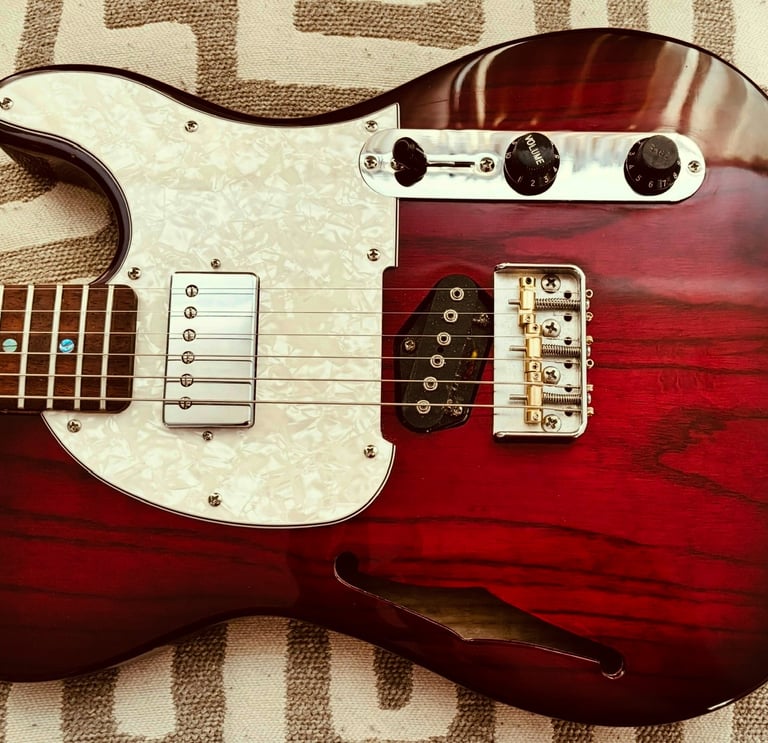 Upgraded Aluminum "Half Bridge" w/ Brass Saddles and Abalone Fingerboard Inlays