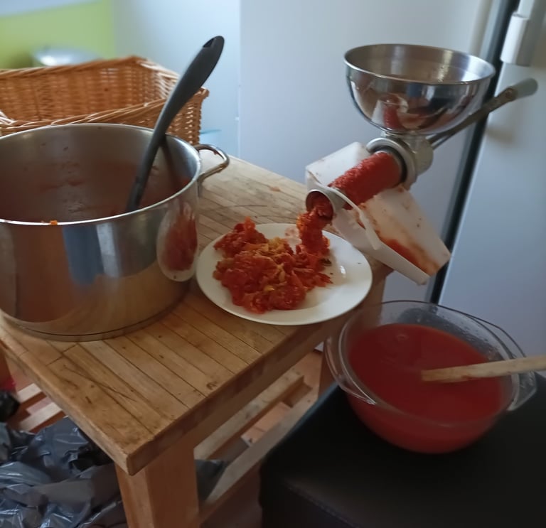 Our Italian passata maker in action