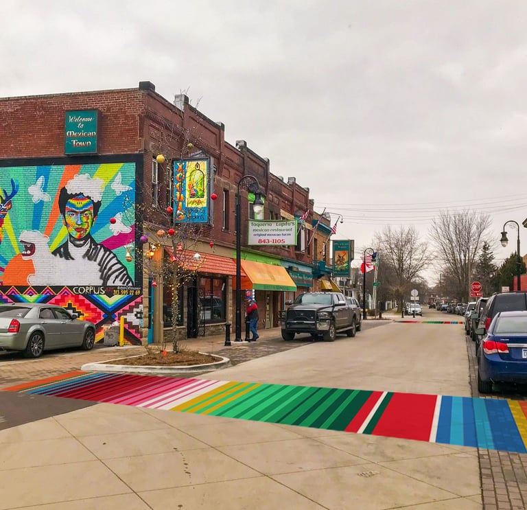 Mexicantown Detroit Placemaking Crosswalk Pattern