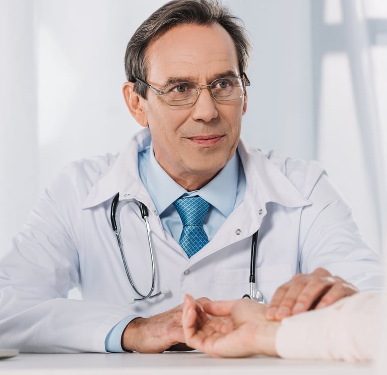 a doctor talking to a patient about a patient branding photo