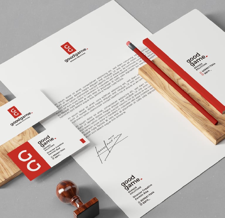 a letterpressed business card with a wooden block