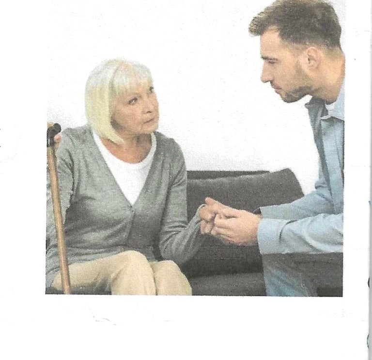 medical social worker consoling a client