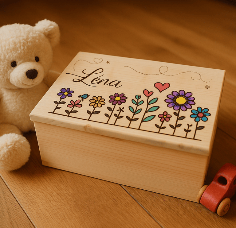 Boîte souvenirs en bois pour enfant personnalisable