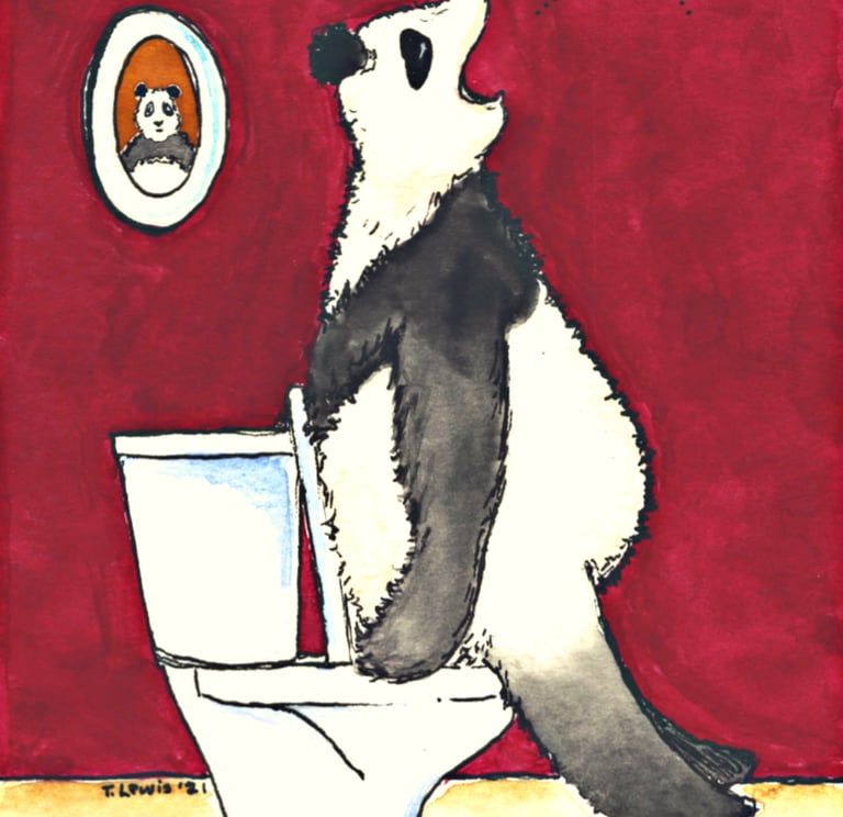 a panda bear sitting on a toilet seat