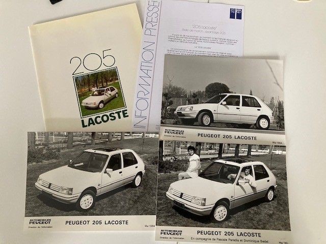 dossier de presse de la peugeot 205 Lacoste 5 portes de 1984