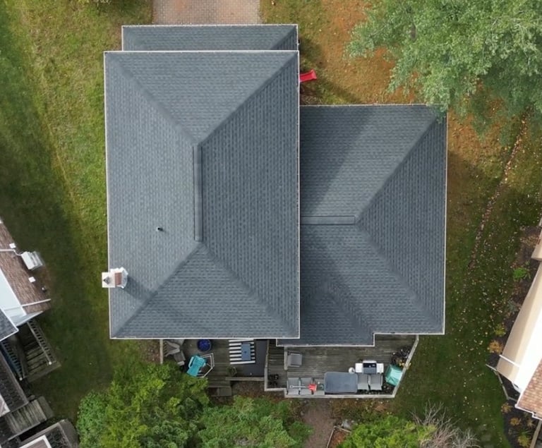aerial footage of a roof 