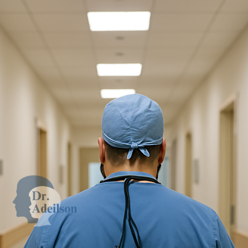 Dr. Adeilson no corredor de um Hospital , Hospital Santa Rita