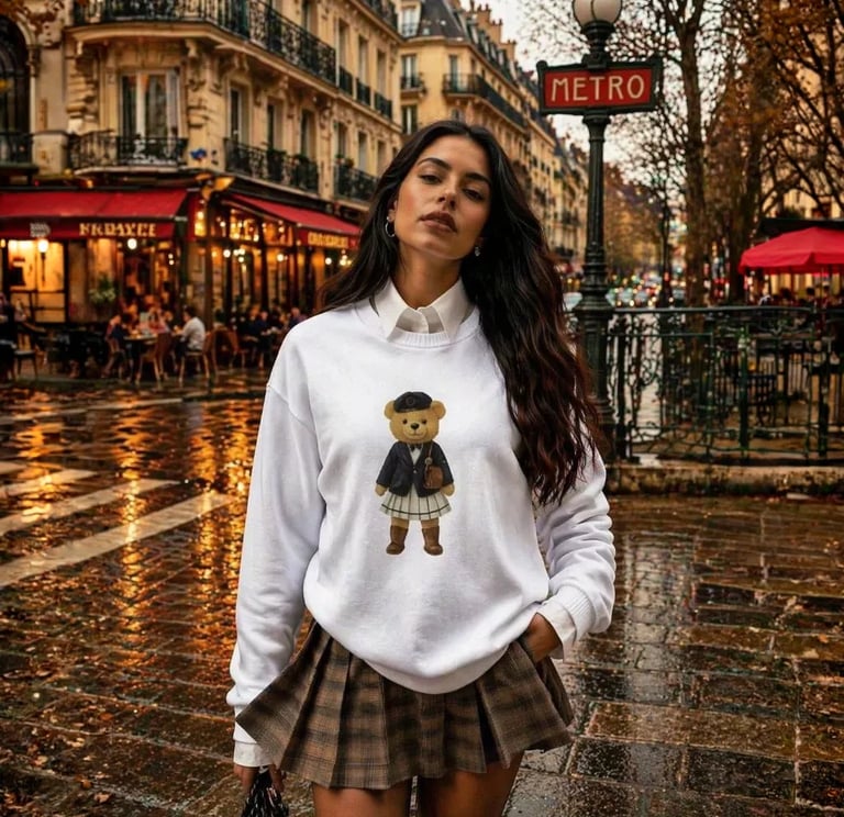 Moletom Estiloso Urso Feminino Blusa de Frio Moda Inverno Paty Girl Blogueira Comfy Casaco Aerolook