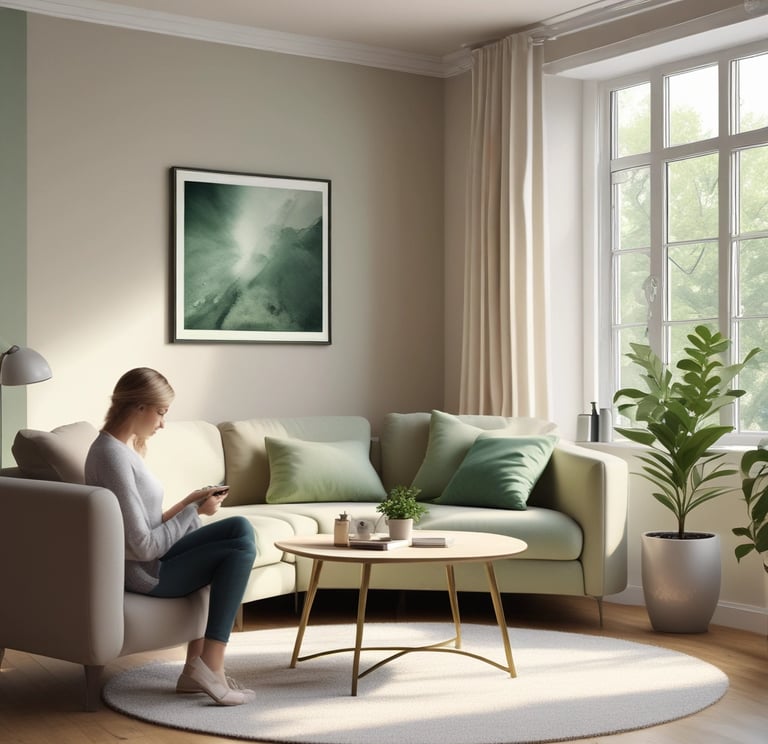 Wnętrze gabinetu psychologicznego  – spokojna przestrzeń do rozmów i konsultacji