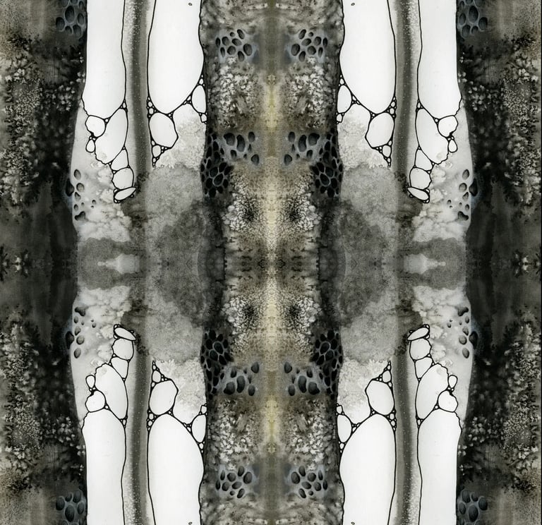 symmetrical organic pattern on a white background