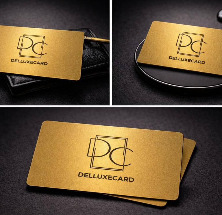 a gold business card with a gold business card