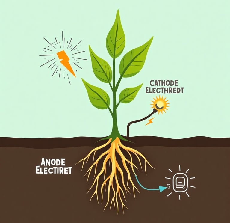 Conceptual illustration: A vibrant, healthy plant growing in soil. Clearly show roots extending into
