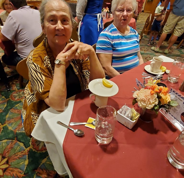 A picture of people sitting at a table.