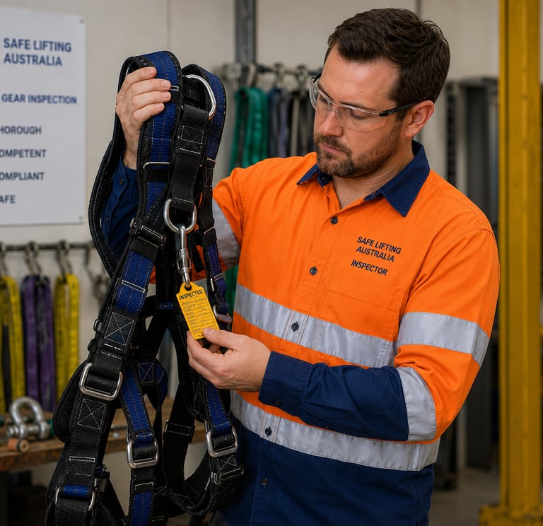 safe lifting australia inspector inspecting rigging equipment