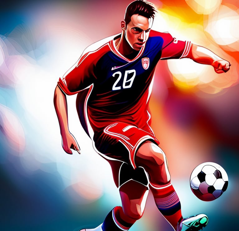 Mental performance for soccer by a man in a red jersey playing soccer
