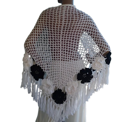 Châle au crochet fait main Palermo 168x90 cm