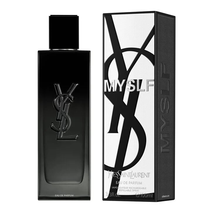 Yves Saint Laurent MYSLF Eau de Parfum refillable spray bottle and branded packaging.