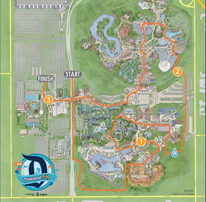 2016 runDisney Disneyland 5K Course Map