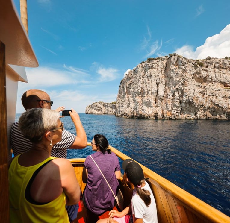 People enjoying the view of the Kornati Islands National Park in the Zadar Archipelago