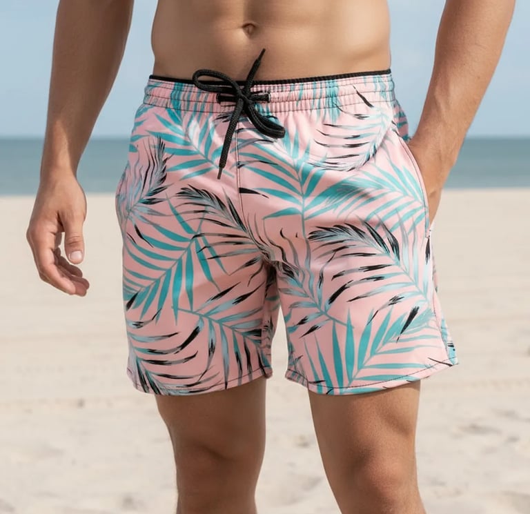 Short Praia Masculino Bermuda Floral Banho Tactel