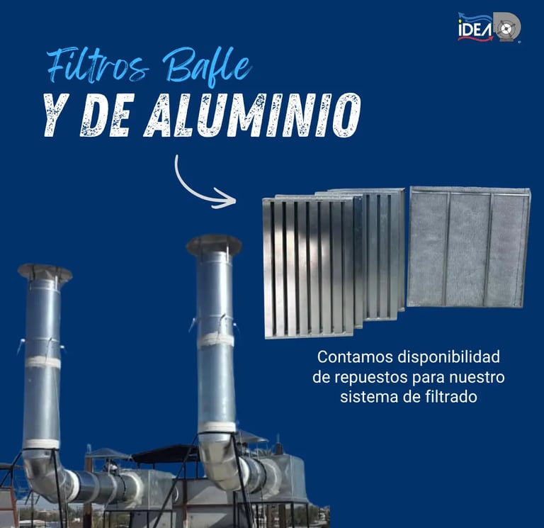 Filtros bafle y de aluminio para sistema de extracción en restaurantes