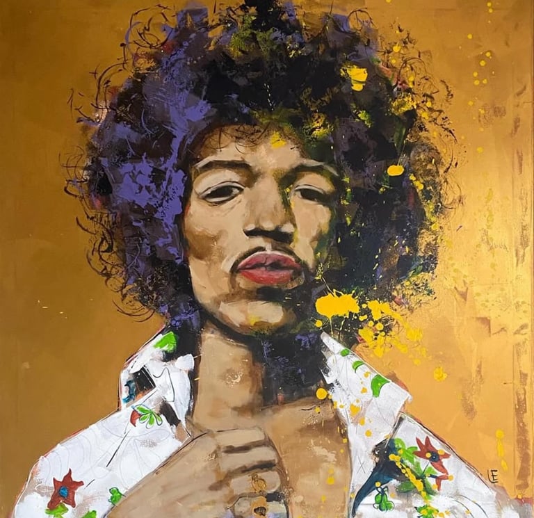 Jimi Hendrix 80 x 80 cm.