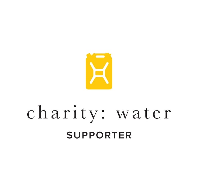 'charity : water supporter' wording with charity logo
