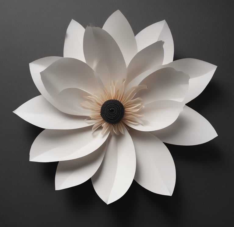 a paper flower with a black background