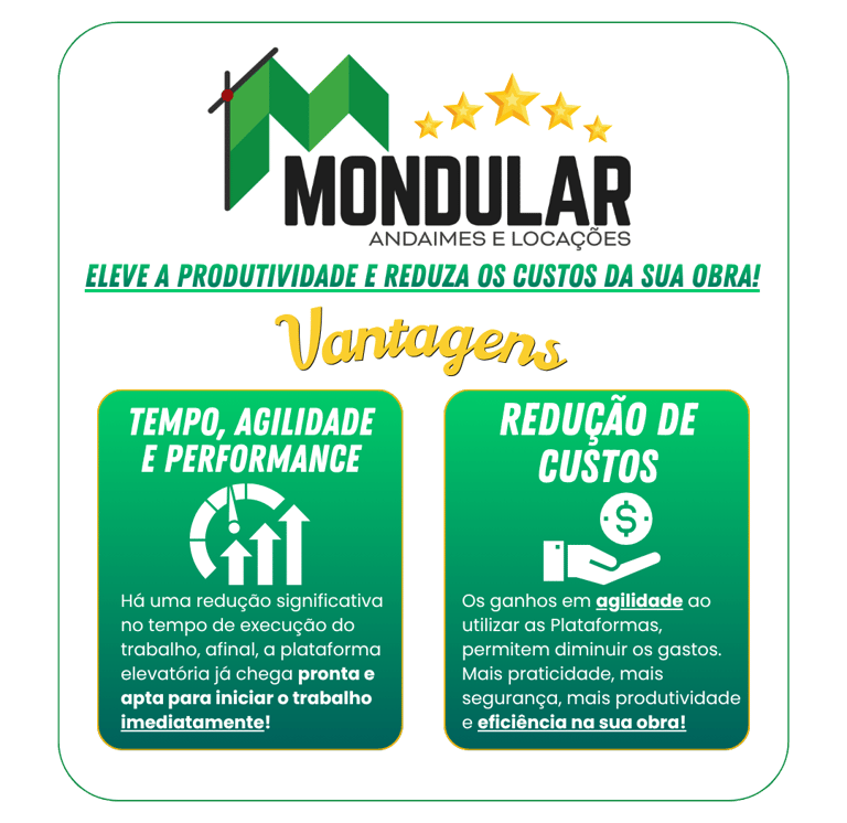 MONDULAR vantagens plataforma elevatória 