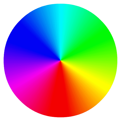 a rainbow - colored wheel of color on a white background
