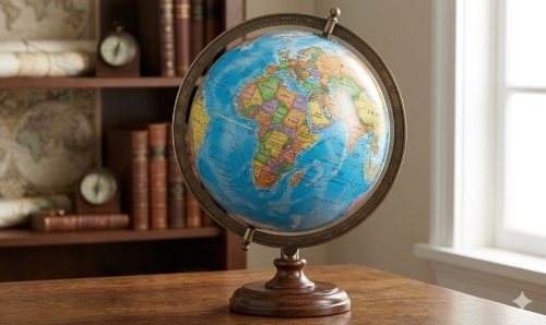 Globe shows the continents to see spanish online students of the world