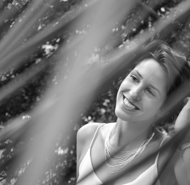 Black & White portrait young woman smiling