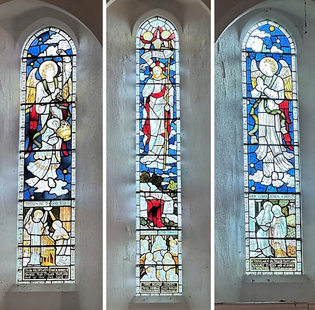 Stained Glass windows in Llanlleonfel Church, Garth