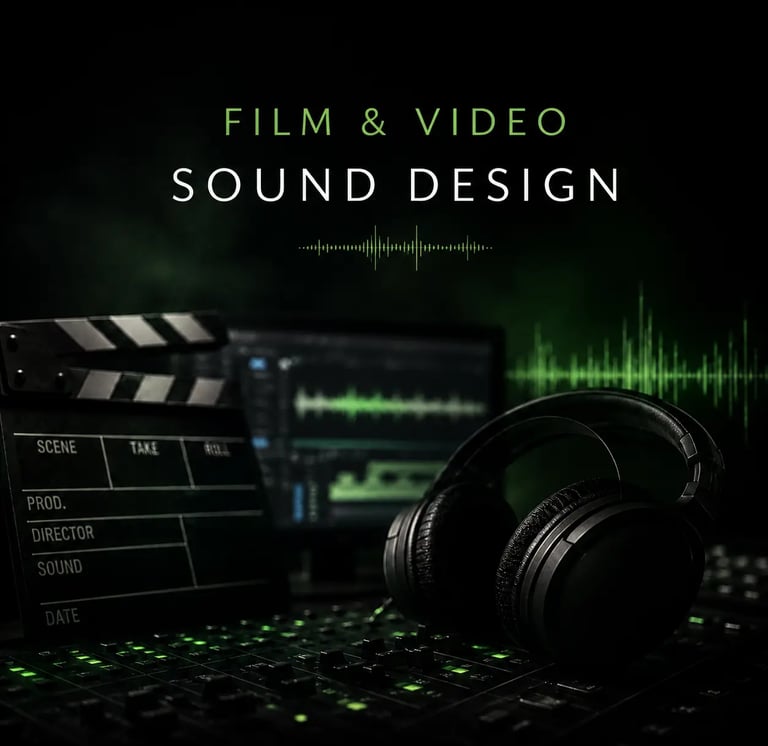 Professionelle Studio-Kopfhörer und eine Filmklappe in einem Tonstudio für Video-Sounddesign