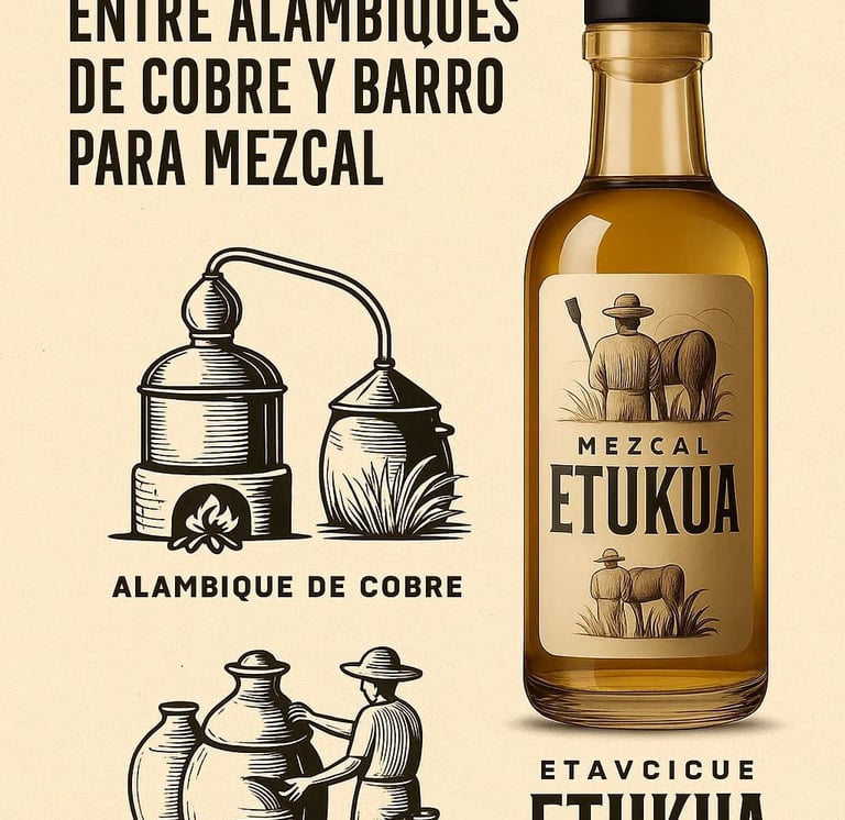 Comparación de aromas y sabores entre mezcal de alambique de cobre y barro