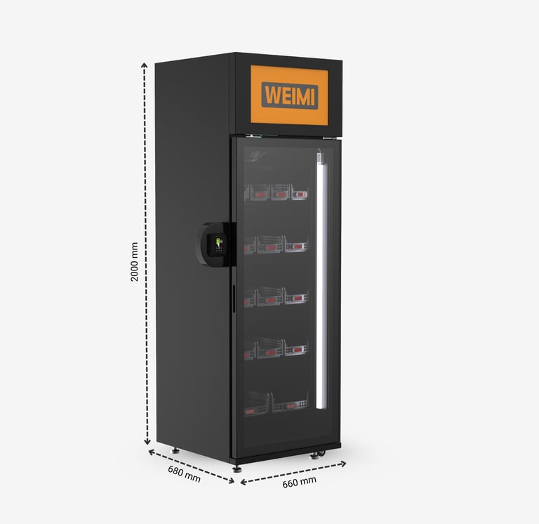 Tirdzniecības automāta izmēri