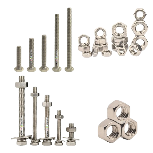 Stainless steel carriage bolts with nuts