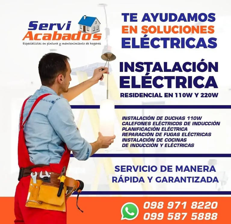 "Técnico de Serviacabados realizando la instalación de un sistema eléctrico en una casa