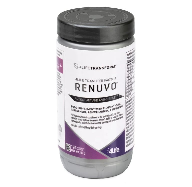 4Life Renuvo met antioxidanten en adaptogenen voor stressvermindering en ondersteuning van celbescherming