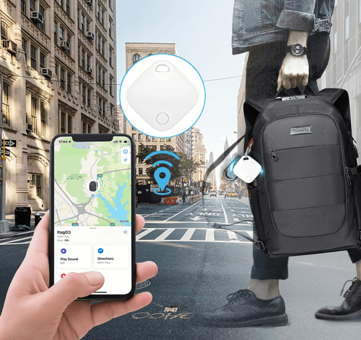 person walking with luggage with Features of GPS smart luggage