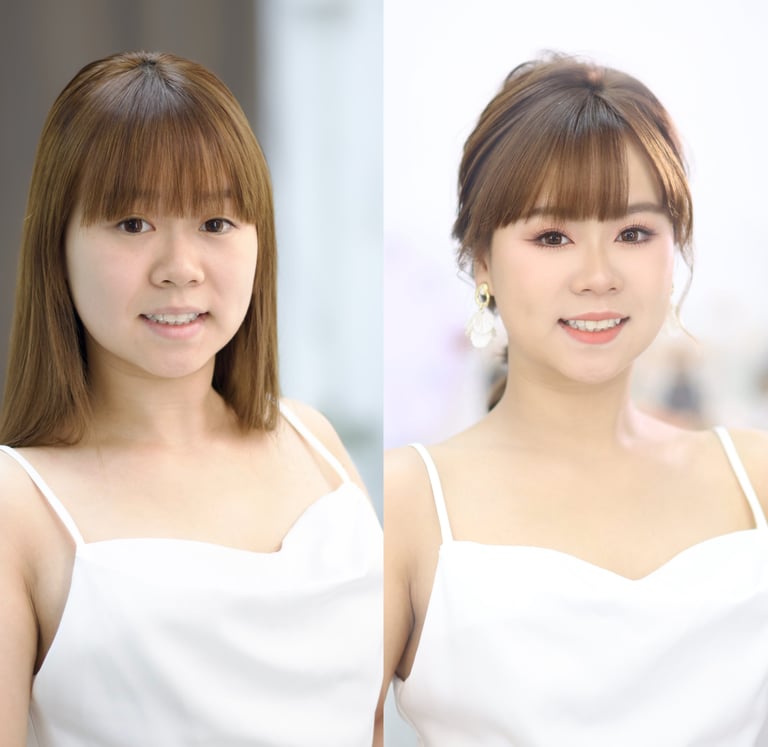 香港婚禮新娘化妝師妝前妝後對比