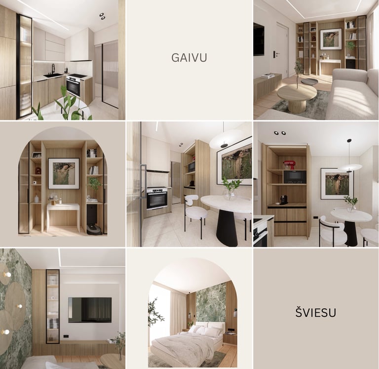 interjero dizaino techniniai brėžiniai – baldų išdėstymo sprendimai