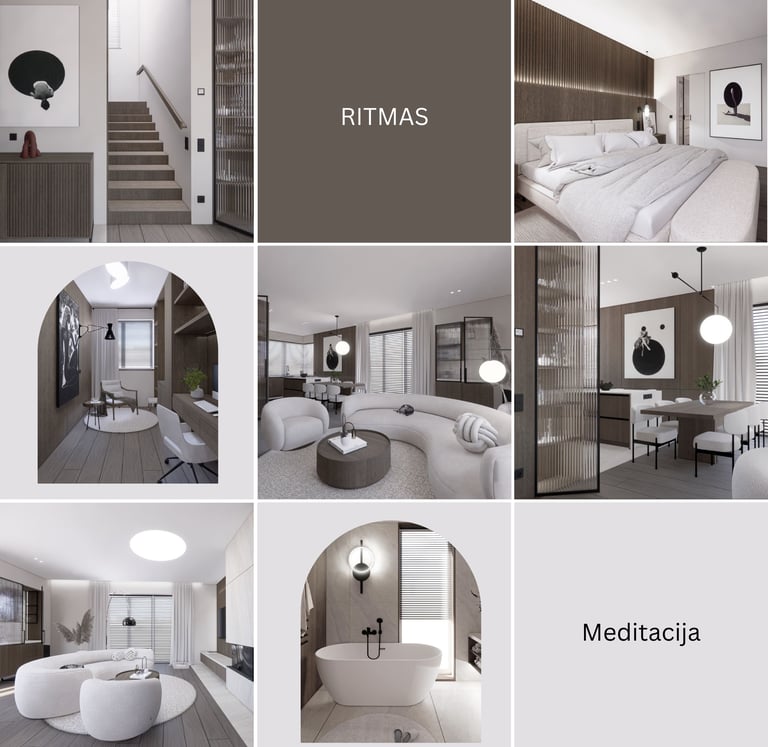 interjero dizaino techniniai brėžiniai – baldų išdėstymo sprendimai