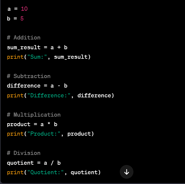 Arithmetic Operations python