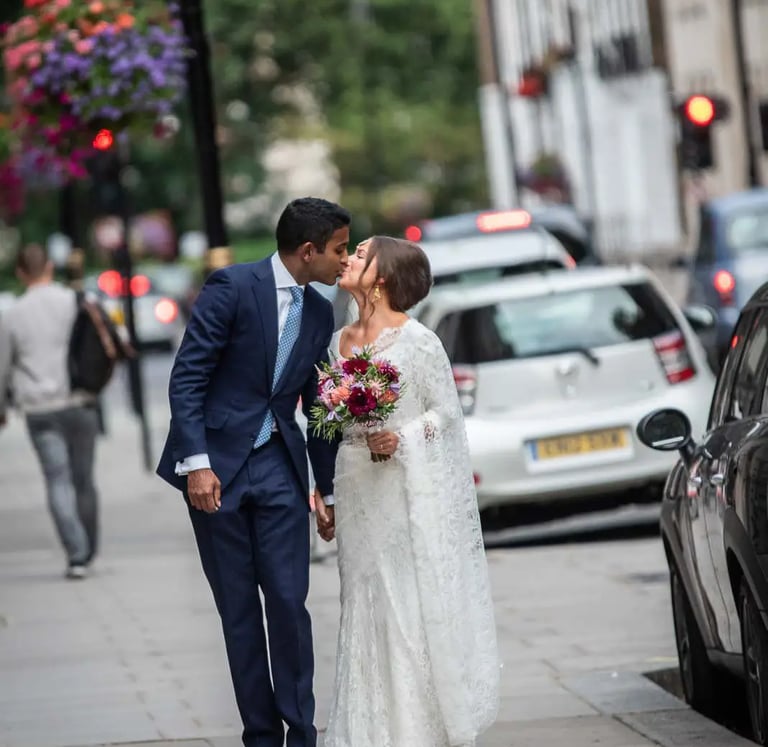 newly-weds after leaving old marylebone town hall