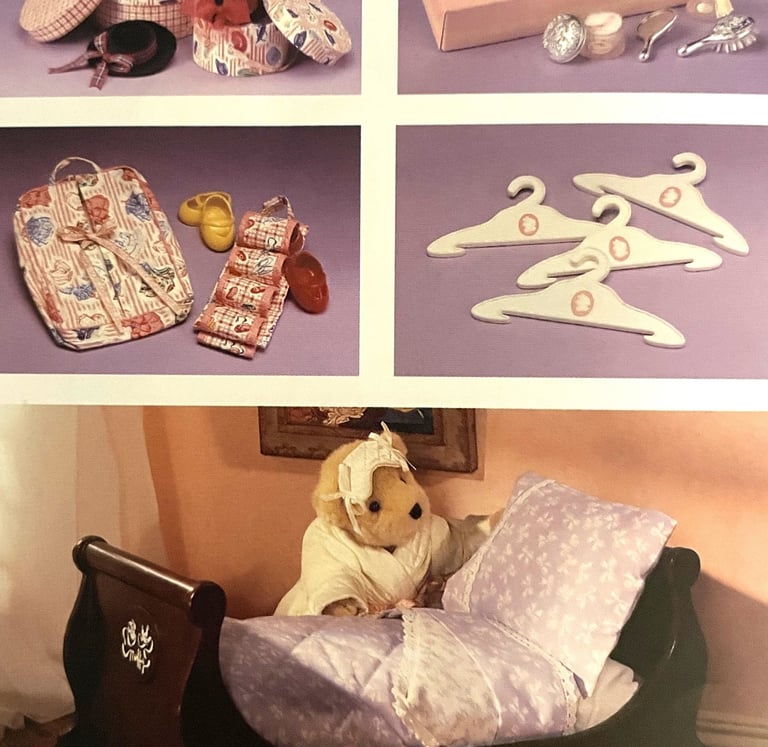 teddy bear and doll house furniture